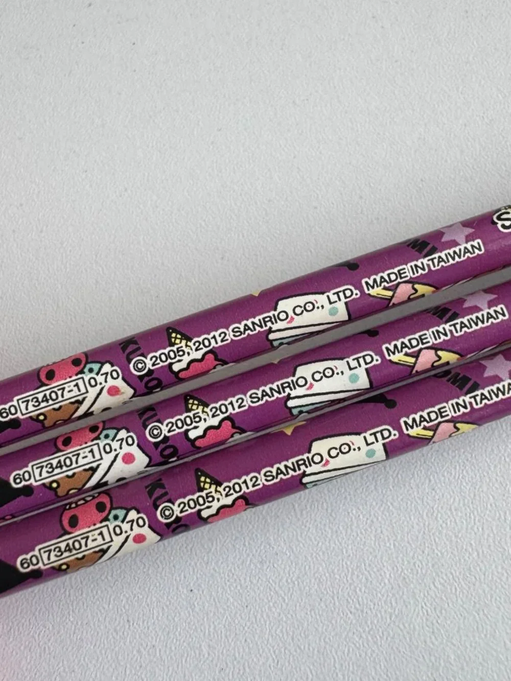 Sanrio Kuromi HB #2 Pencil Set of 3 Vintage 2012 Made in Taiwan Kawaii